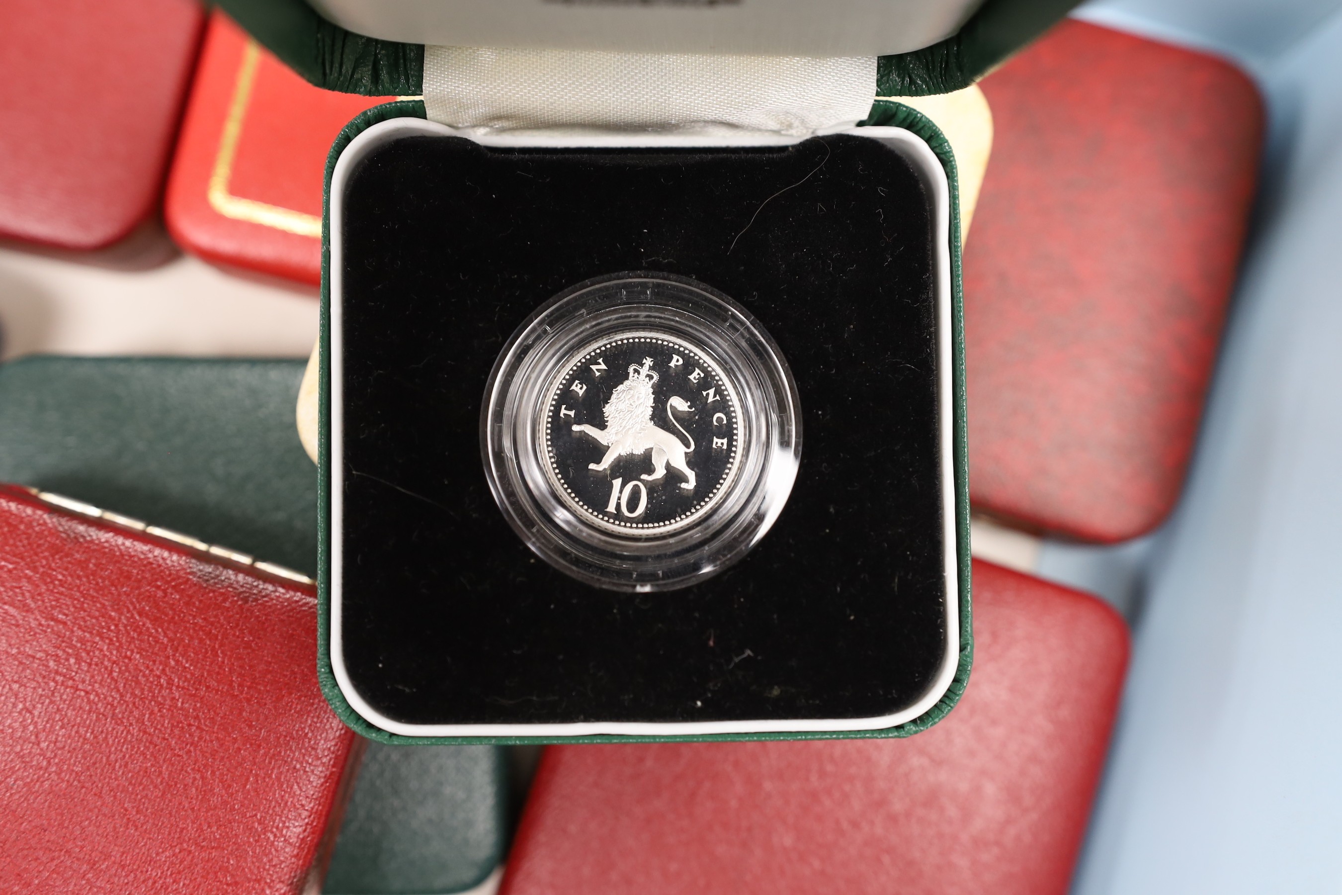 Elizabeth II (1952-2022), cased proof silver coins, comprising four crowns HM Queen 70th birthday 1996, Marriage of Prince of Wales and Lady Diana Spencer 1981, 80th birthday Queen Mother 1980, coronation 40th anniversar